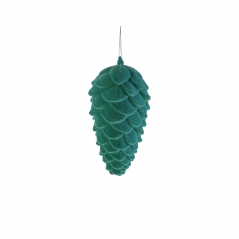 Suspension pomme de pin turquoise floqué