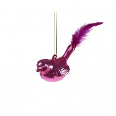 Décoration oiseau avec plume rose